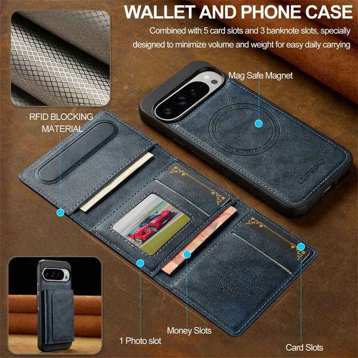 MagSafe Leather Flip Wallet Case for Pixel Series - The Pixel Store