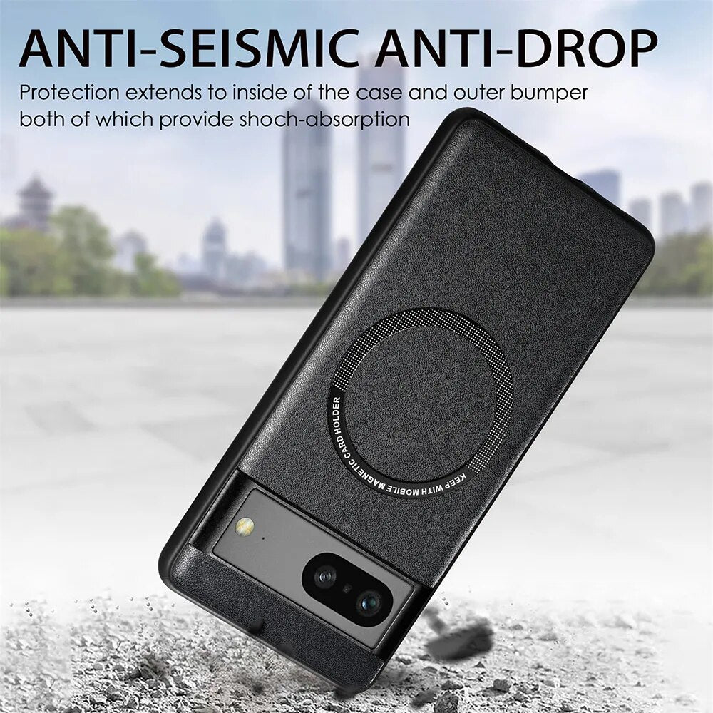 Magnetic Leather Wireless Charging Case For Google Pixel 8 Series - The Pixel Store
