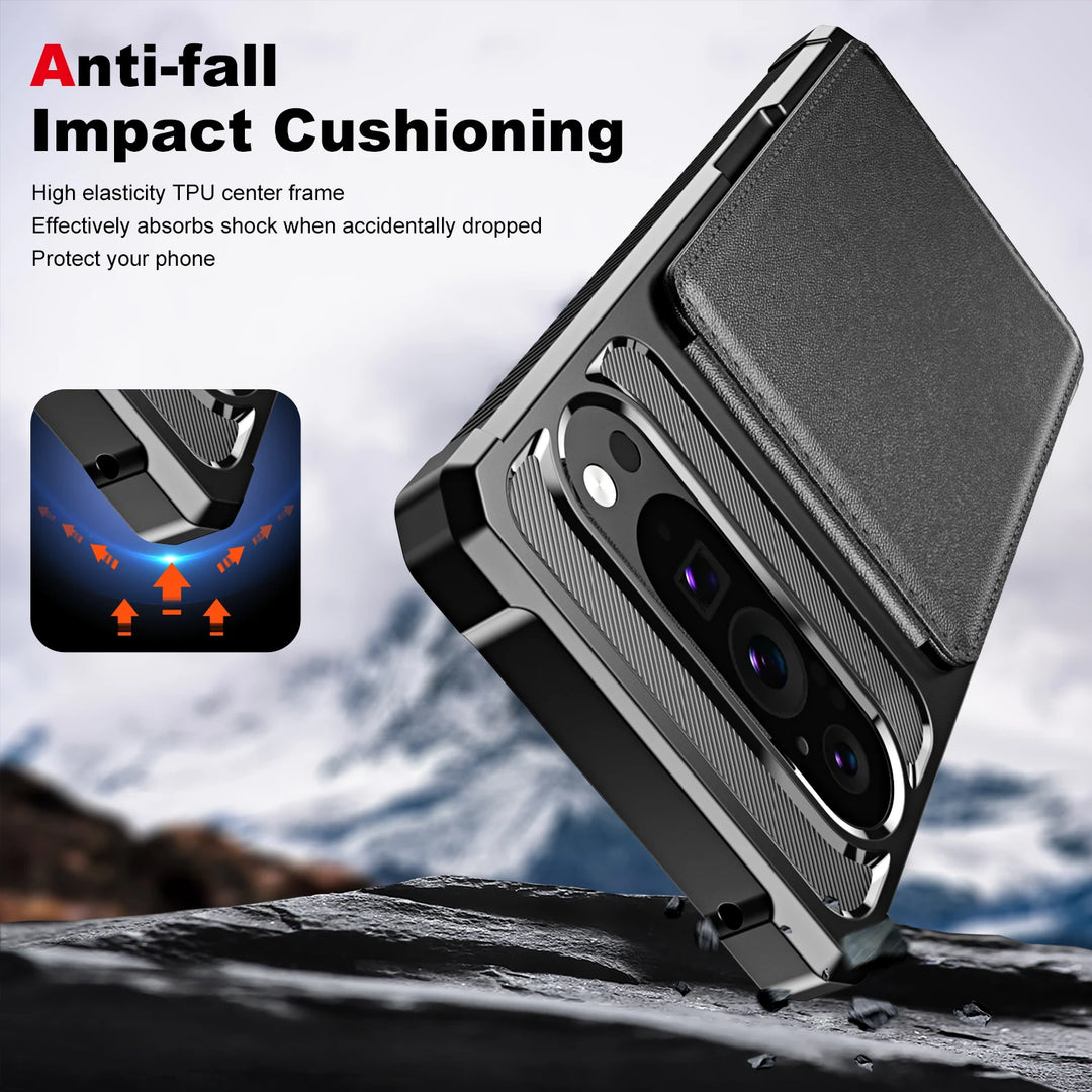 Leather Case with Magnetic Card Slot For Google Pixel 9 Series - The Pixel Store