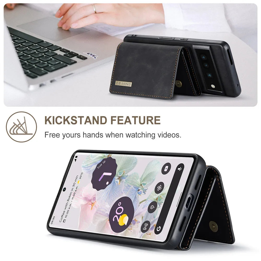 2 in 1 Magnetic Leather Case with Detachable Wallet For Google Pixel Series - The Pixel Store