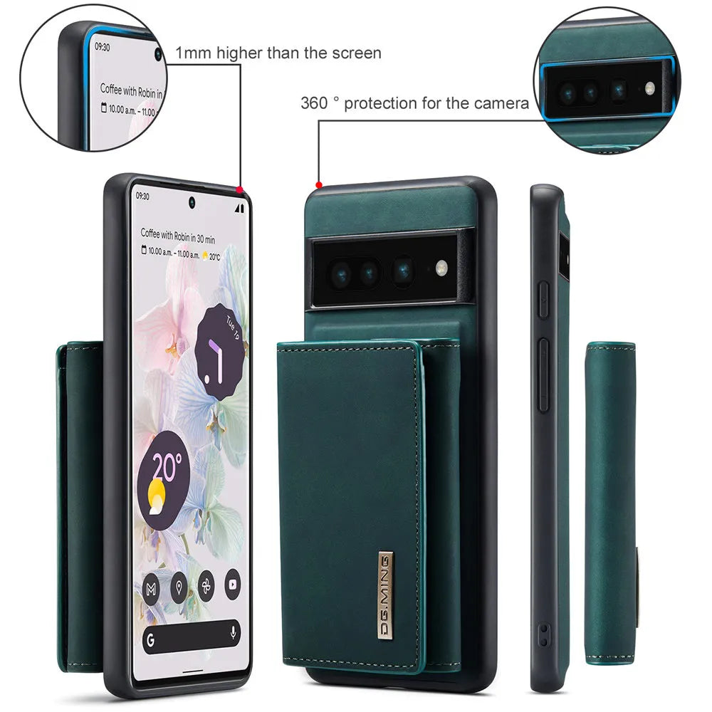 2 in 1 Magnetic Leather Case with Detachable Wallet For Google Pixel Series - The Pixel Store