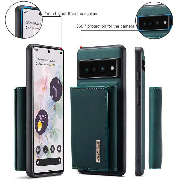 2 in 1 Magnetic Leather Case with Detachable Wallet For Google Pixel Series - The Pixel Store