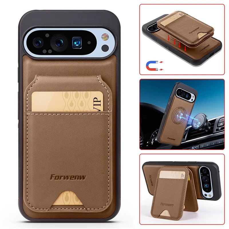 Magnetic Leather Case with Wallet For Google Pixel Series - The Pixel Store