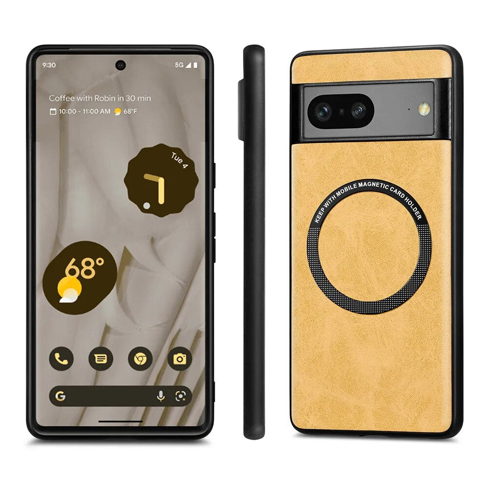 Magnetic Leather Wireless Charging Case For Google Pixel 8 Series - The Pixel Store