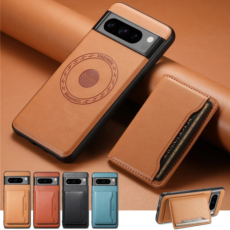 Magnetic Leather Case with Wallet For Google Pixel Series - The Pixel Store