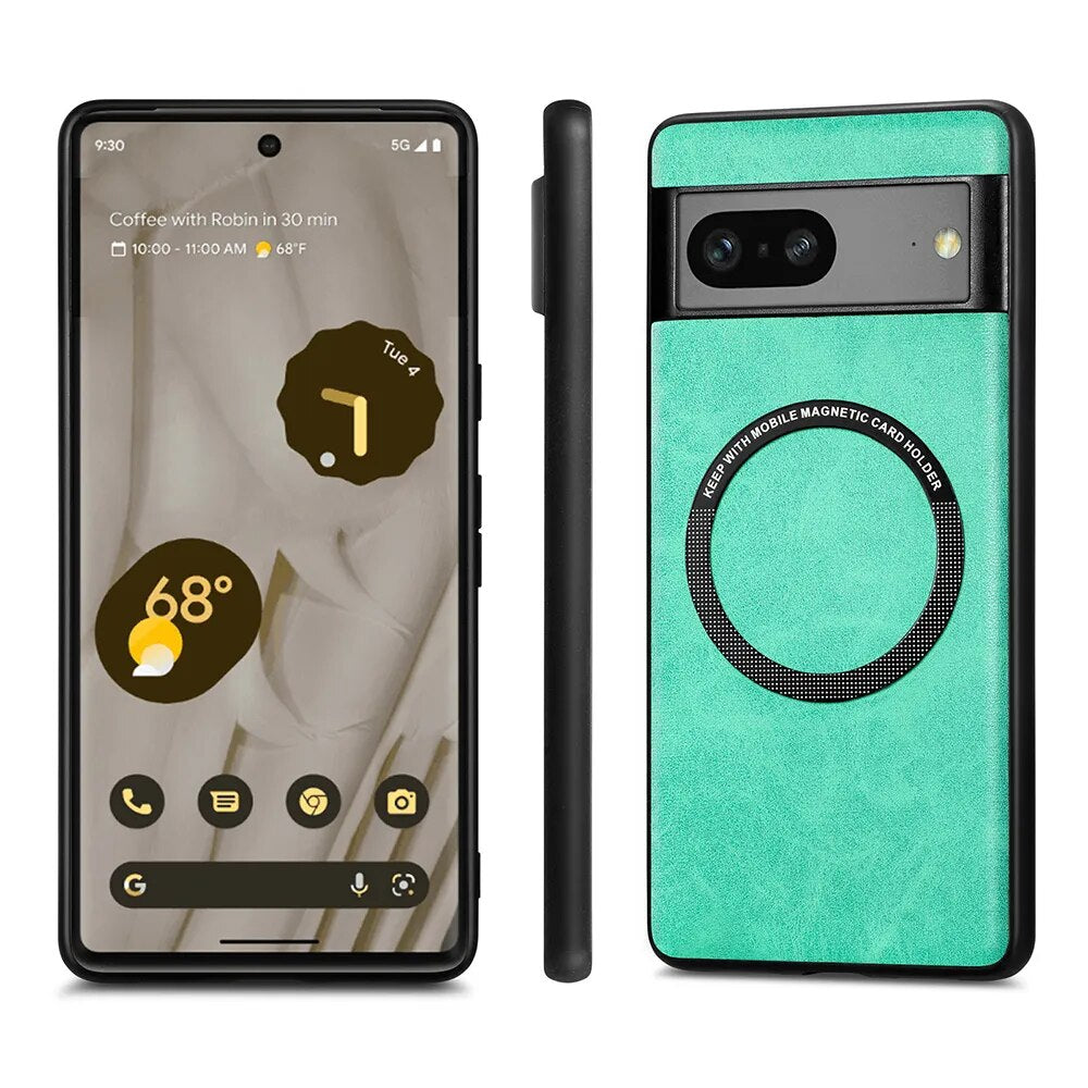 Magnetic Leather Wireless Charging Case For Google Pixel 8 Series - The Pixel Store