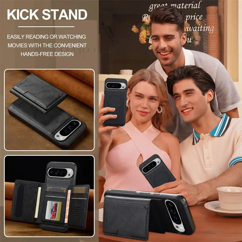 MagSafe Leather Flip Wallet Case for Pixel Series - The Pixel Store