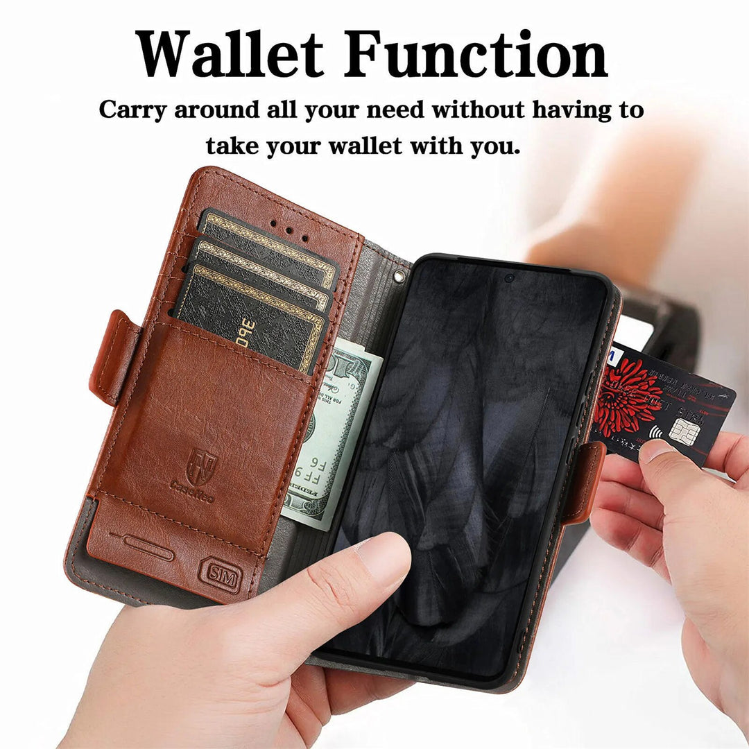 Premium Leather Case with Multifunction Wallet For Google Pixel 8 Series - The Pixel Store