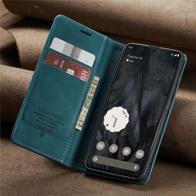 Magnetic Leather Case with Card Holder for Google Pixel Series - The Pixel Store