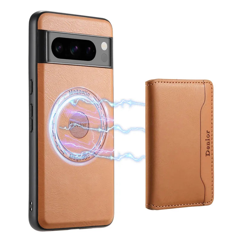 Magnetic Leather Case with Wallet For Google Pixel Series - The Pixel Store