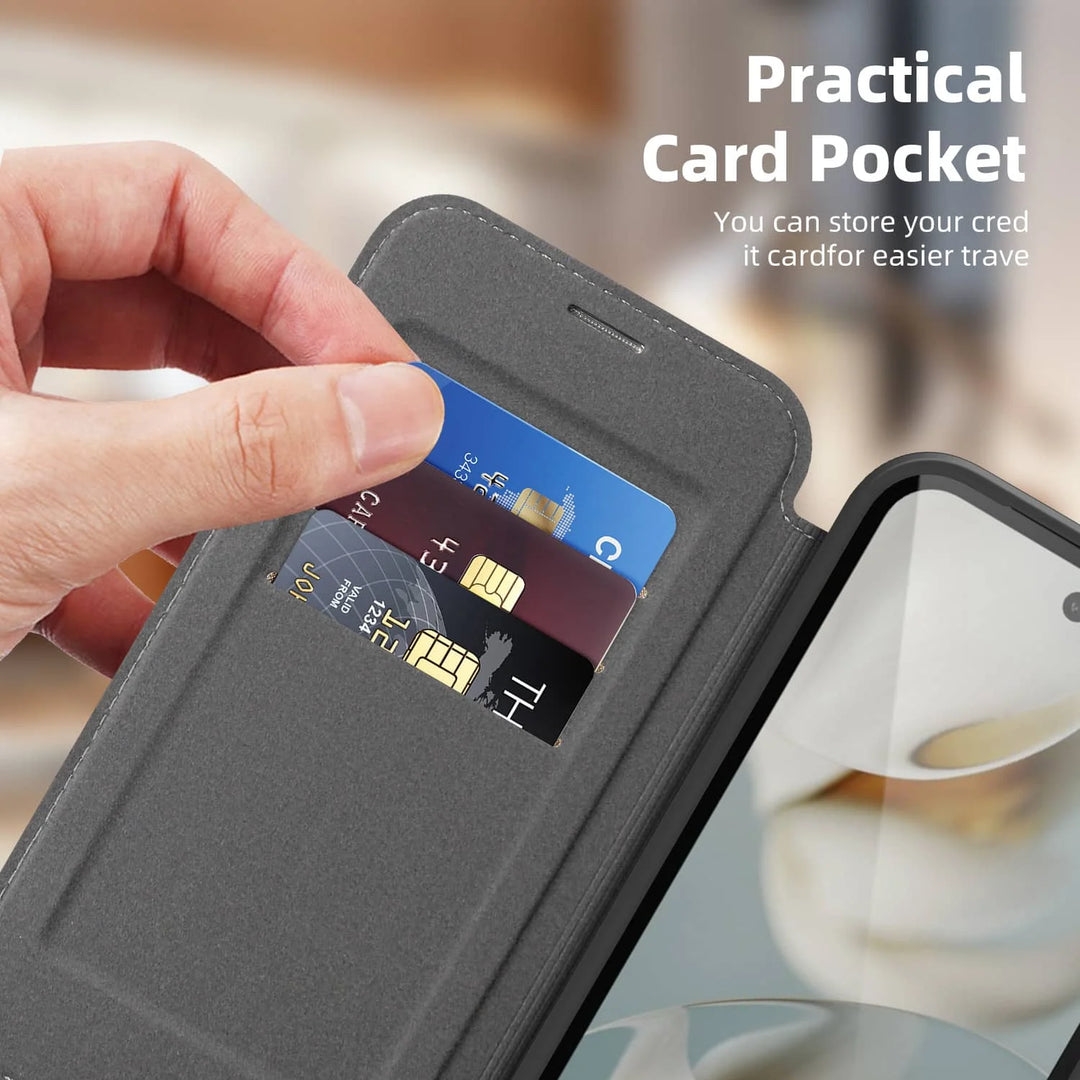 Magnetic Leather Case with Card Holder For Google Pixel Series - The Pixel Store
