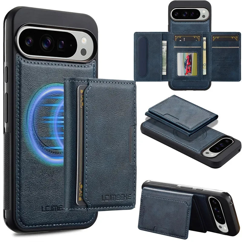 MagSafe Leather Flip Wallet Case for Pixel Series - The Pixel Store