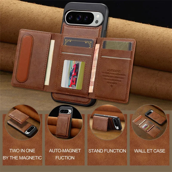 MagSafe Leather Flip Wallet Case for Pixel Series - The Pixel Store
