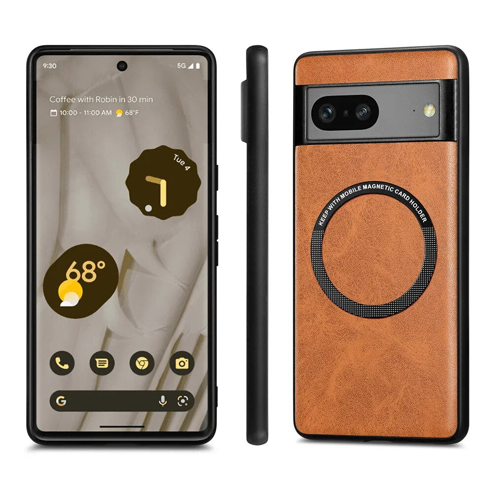Magnetic Leather Wireless Charging Case For Google Pixel 8 Series - The Pixel Store