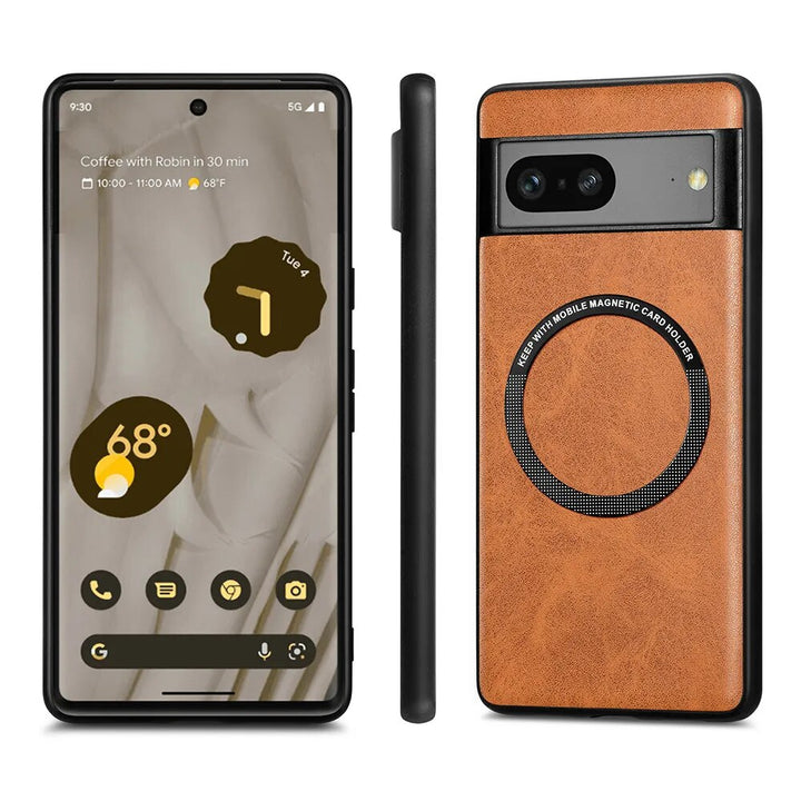 Magnetic Leather Wireless Charging Case For Google Pixel 8 Series - The Pixel Store