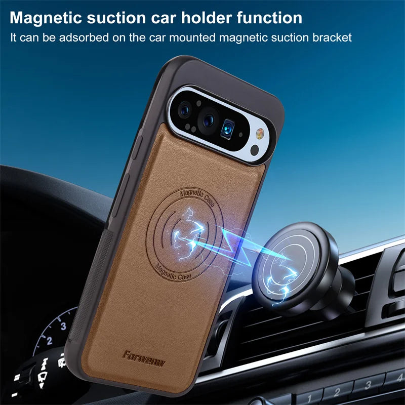 Magnetic Leather Case with Wallet For Google Pixel Series - The Pixel Store
