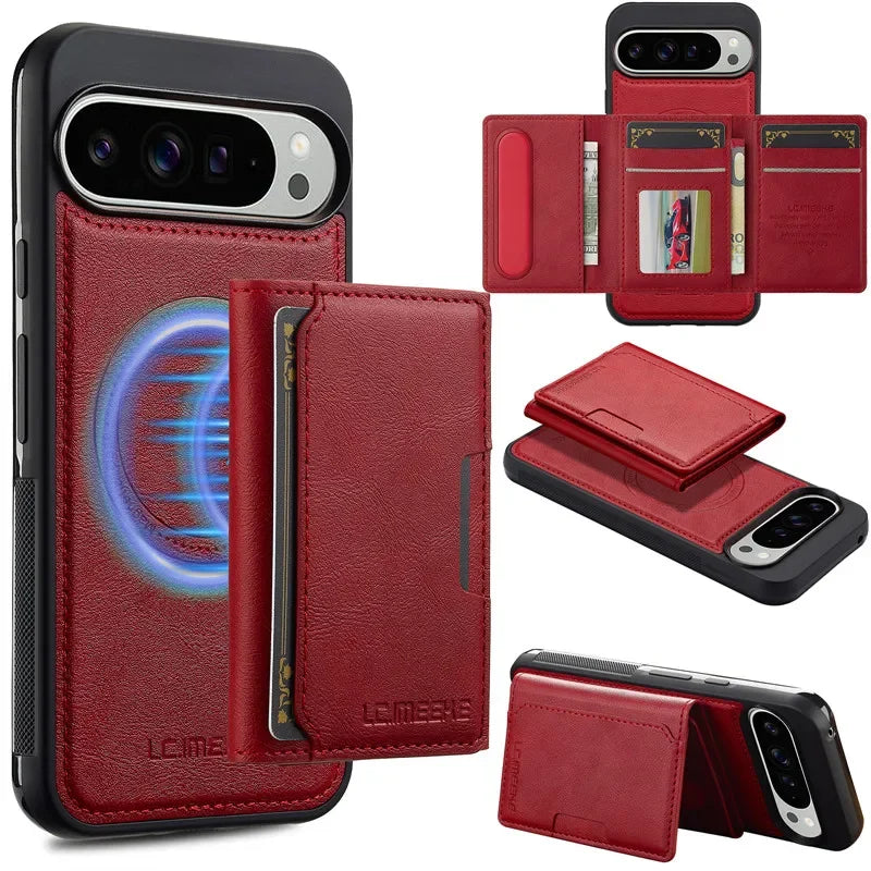 MagSafe Leather Flip Wallet Case for Pixel Series - The Pixel Store