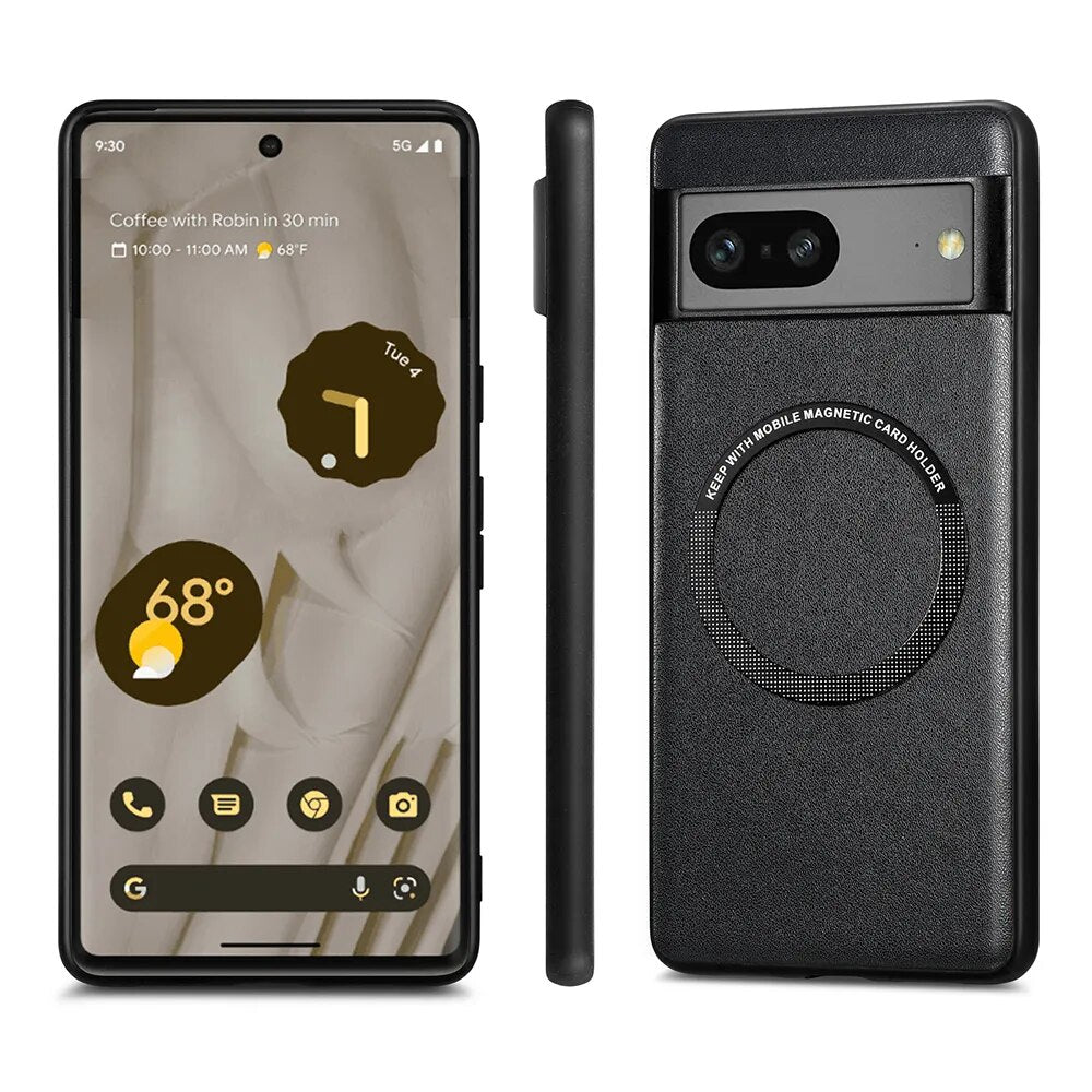 Magnetic Leather Wireless Charging Case For Google Pixel 8 Series - The Pixel Store