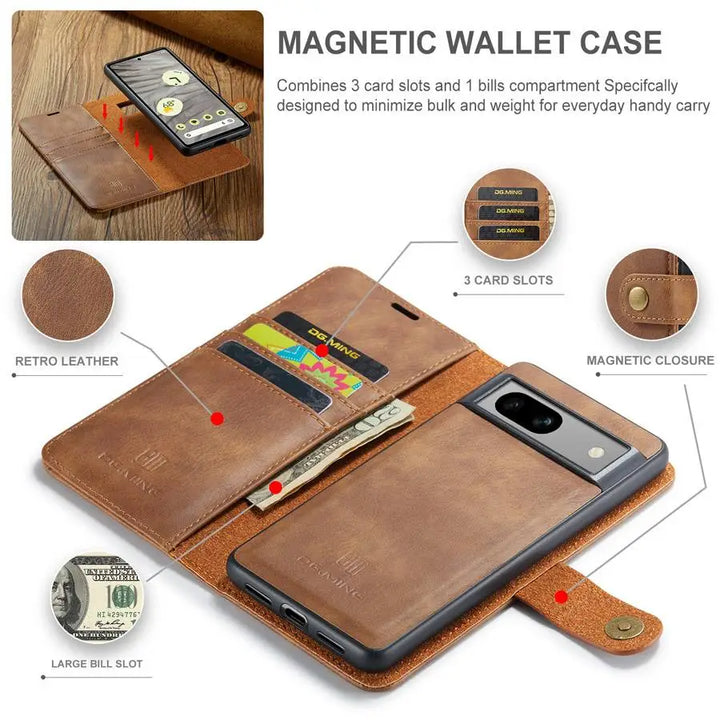 Detachable Magnetic Leather Wallet Case for Google Pixel Series - The Pixel Store