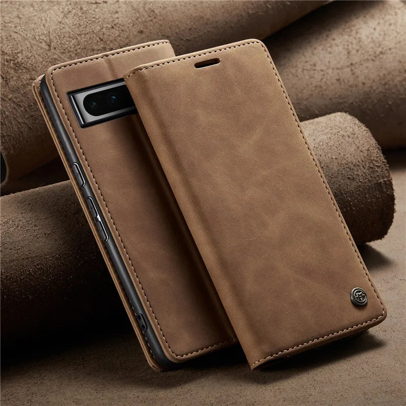 Magnetic Leather Case with Card Holder for Google Pixel Series - The Pixel Store