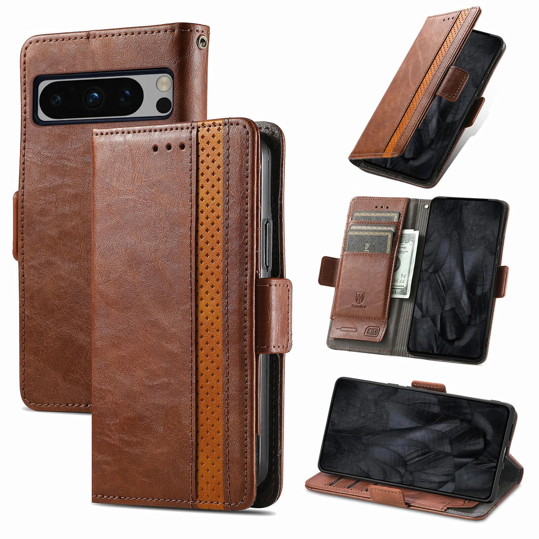 Premium Leather Case with Multifunction Wallet For Google Pixel 8 Series - The Pixel Store