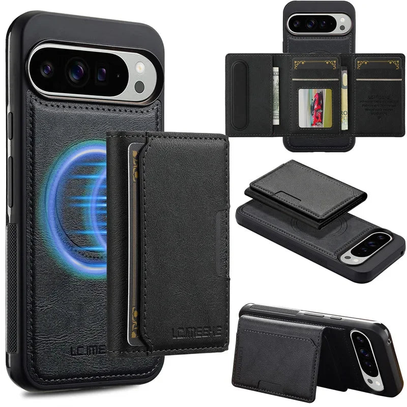 MagSafe Leather Flip Wallet Case for Pixel Series - The Pixel Store