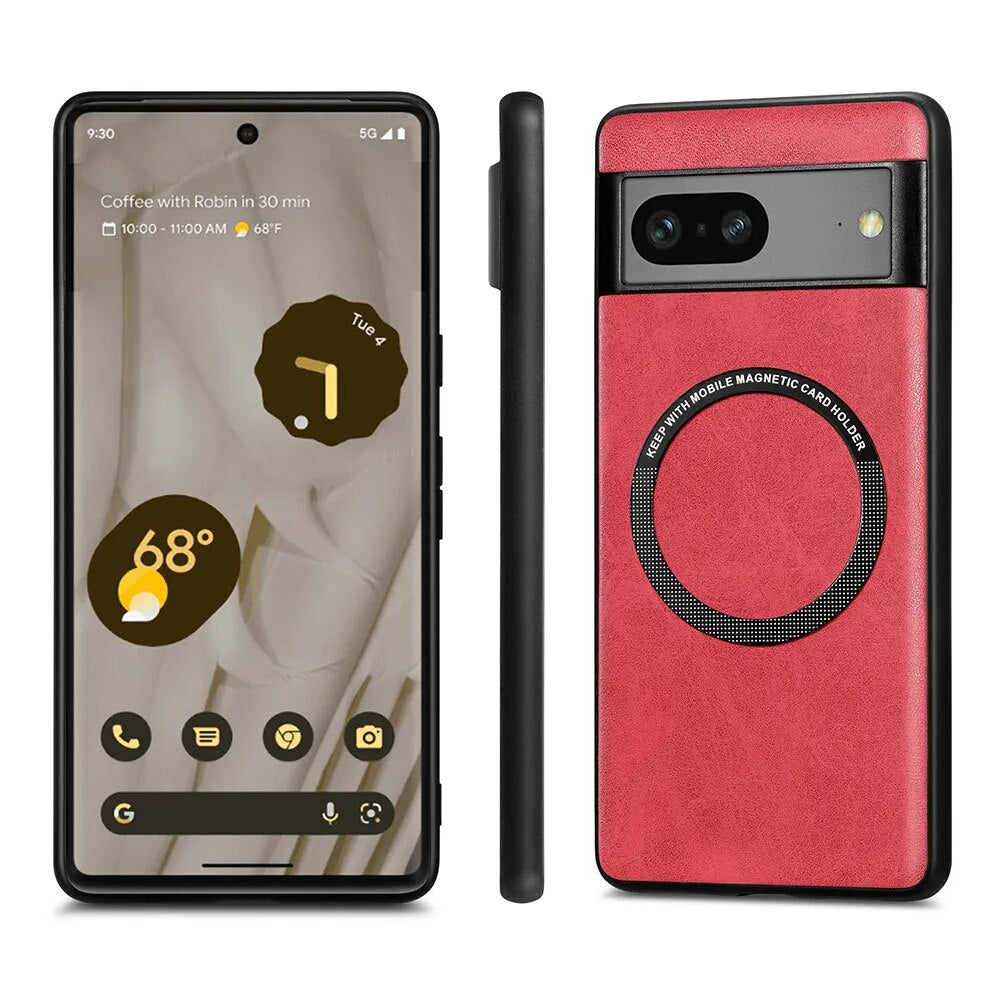 Magnetic Leather Wireless Charging Case For Google Pixel 8 Series - The Pixel Store