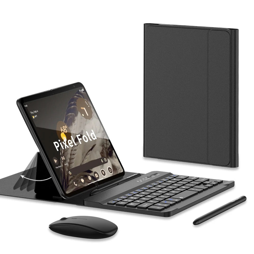 Leather Magnetic Case with Wireless Keyboard For Google Pixel Fold - The Pixel Store