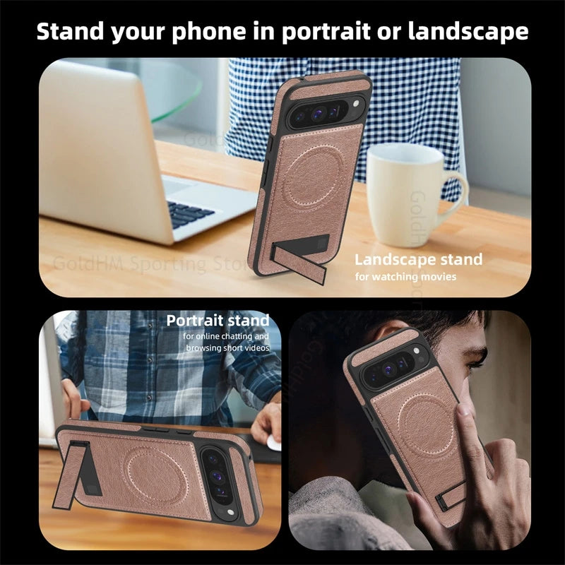 Magnetic Leather Case with Stand