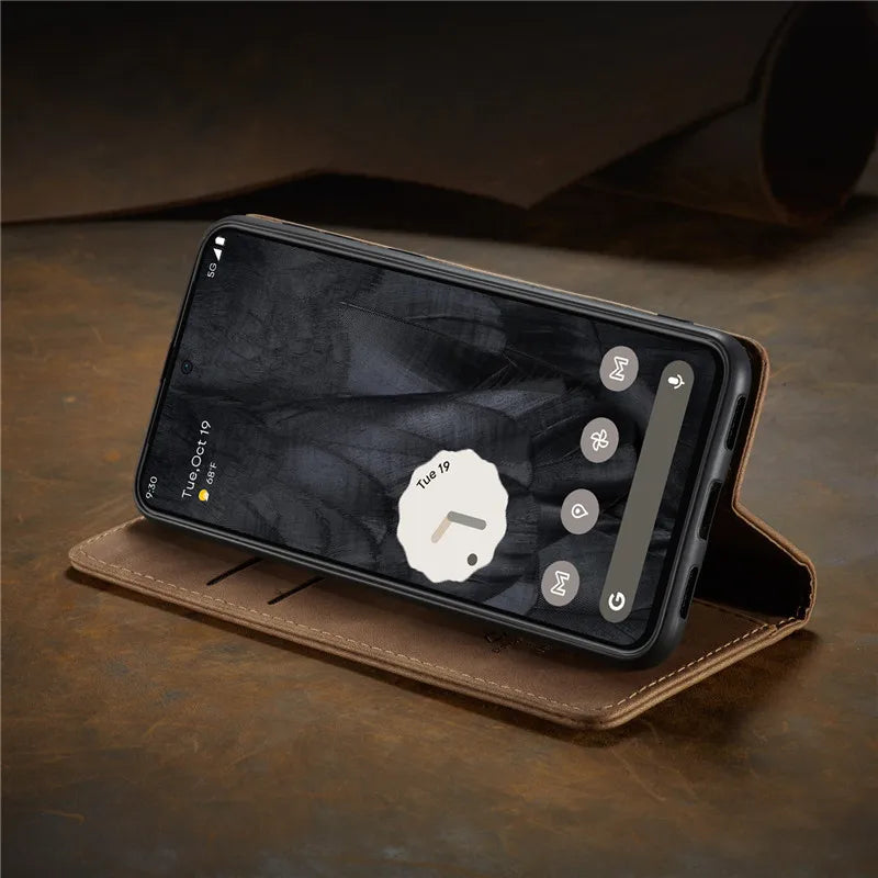 Magnetic Leather Case with Card Holder for Google Pixel Series