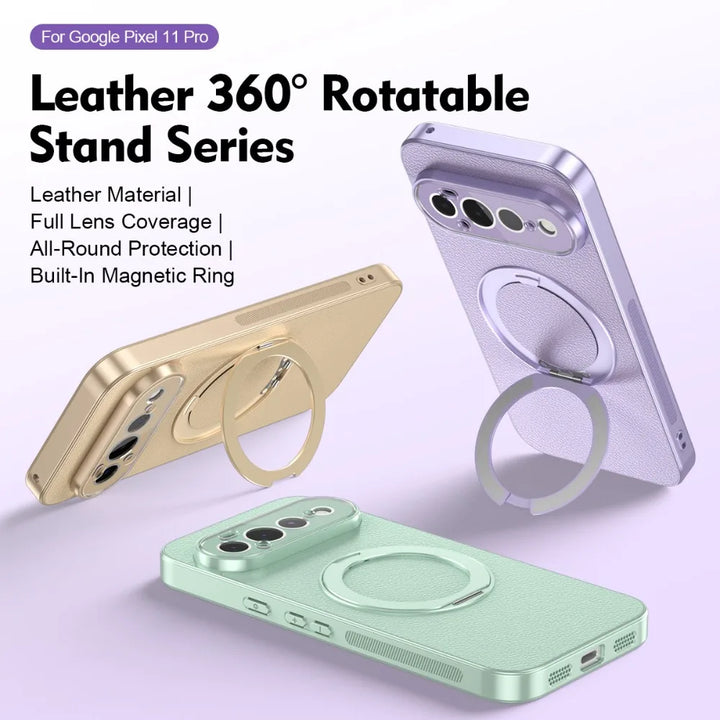 Magnetic Leather Ring Stand Case For Pixel Series