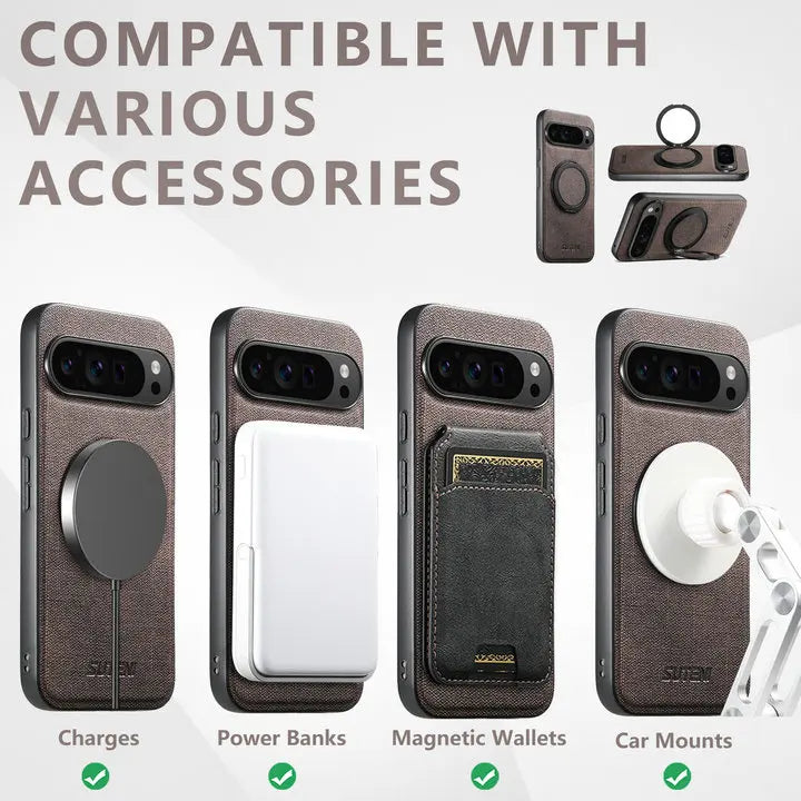 Leather Magnetic Ring Stand Case