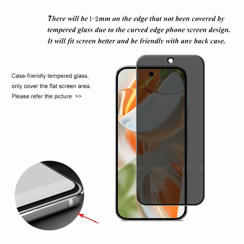 Privacy Tempered Glass + Camera Lens Protector