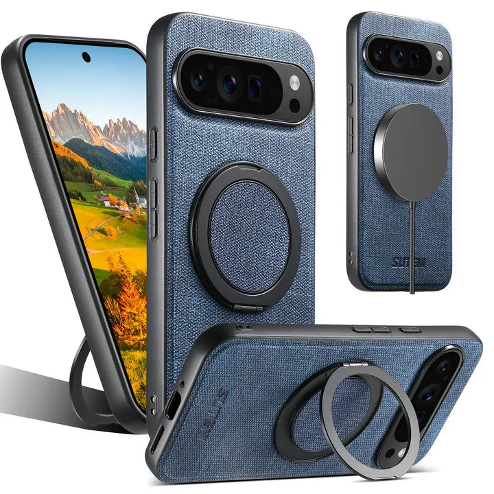 Leather Magnetic Ring Stand Case