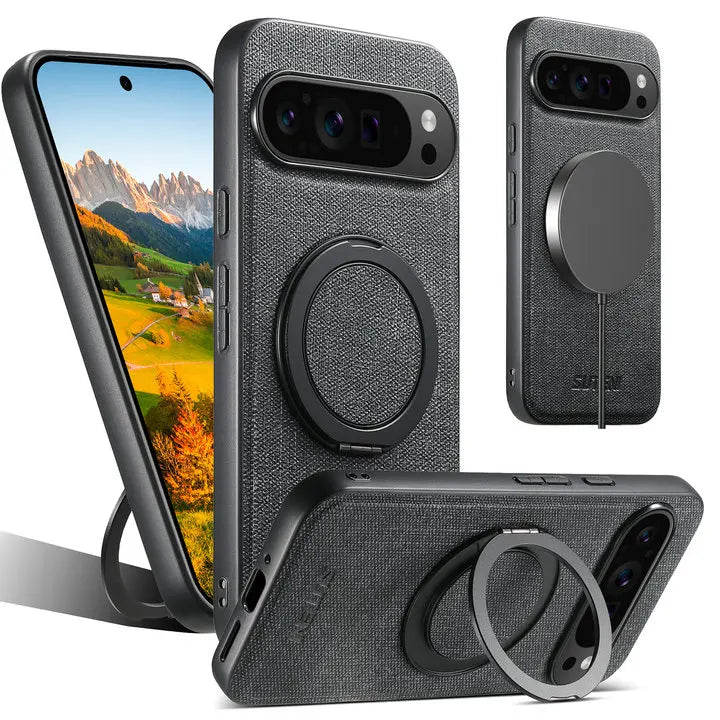 Leather Magnetic Ring Stand Case