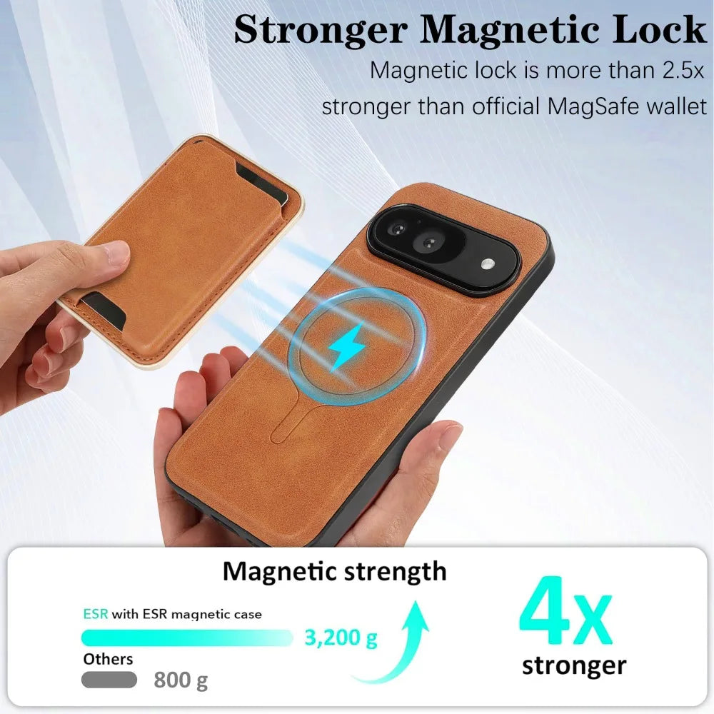 Magnetic Leather Wallet Case