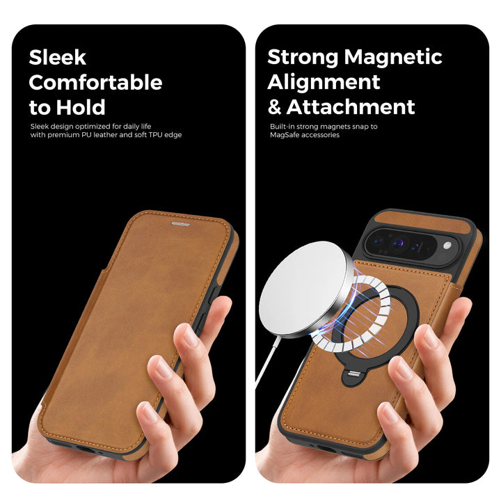 Magnetic Leather Wallet Case for Pixel Series