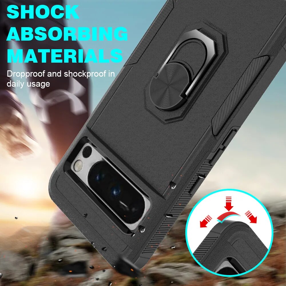 Armor Shockproof Case with Ring Holder For Google Pixel 8 Series - The Pixel Store