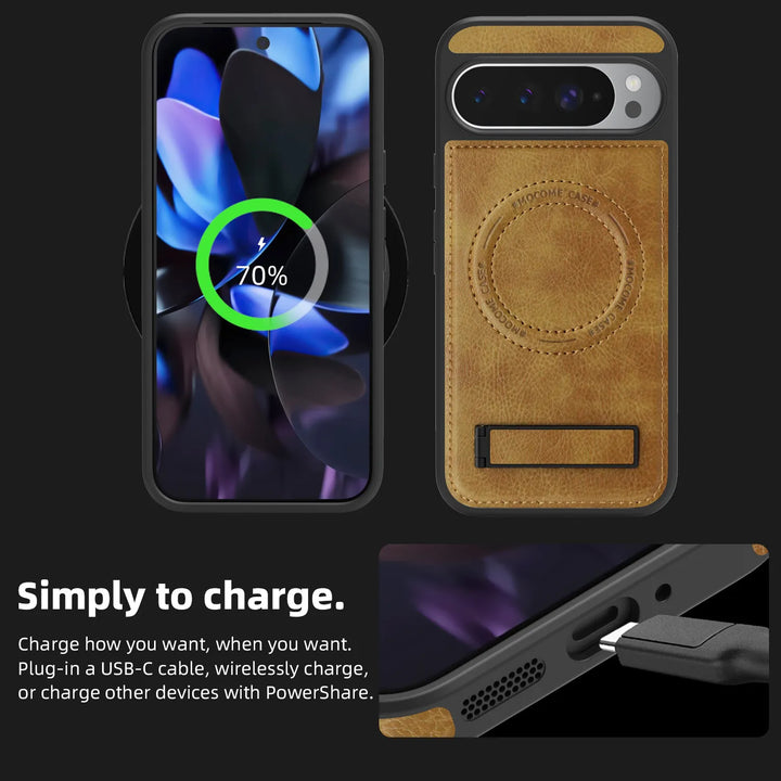 Premium Leather MagSafe Case with Kickstand for Google Pixel - The Pixel Store
