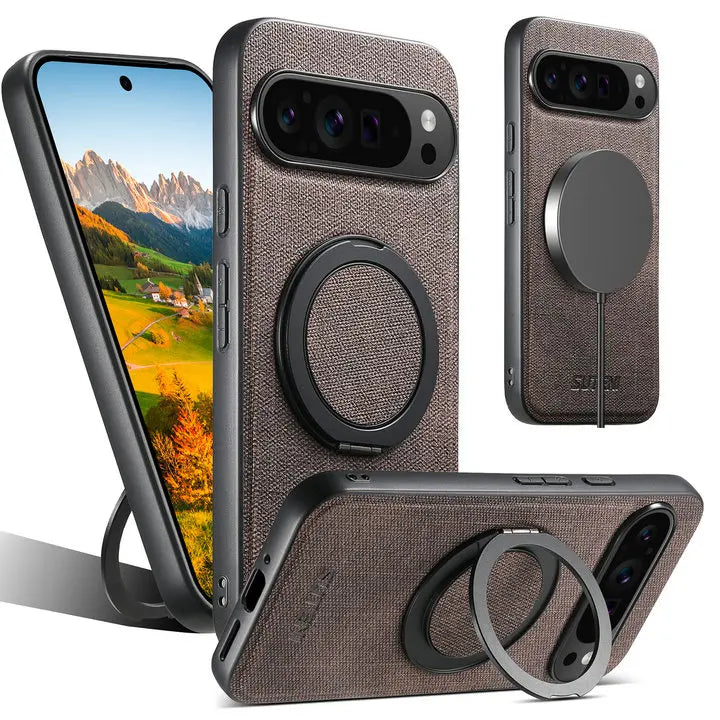 Leather Magnetic Ring Stand Case