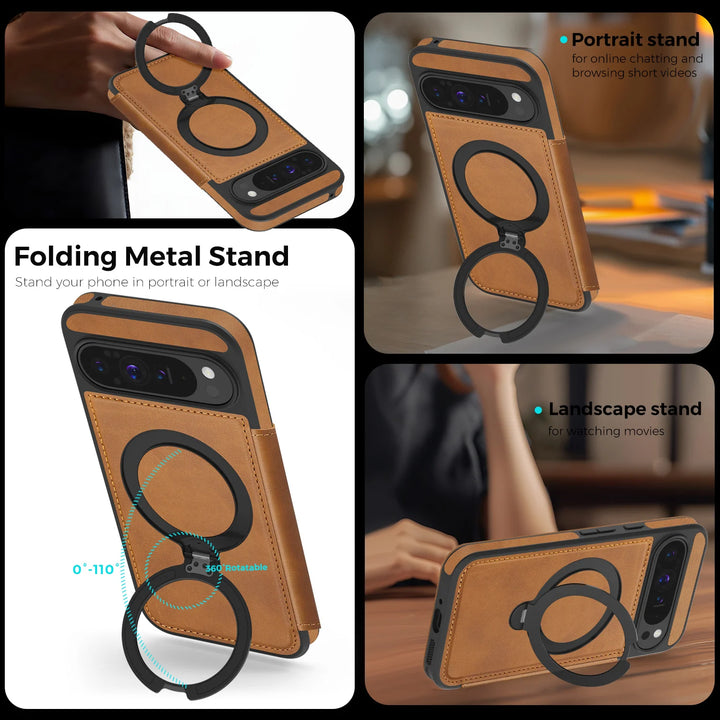 Magnetic Leather Wallet Case for Pixel Series