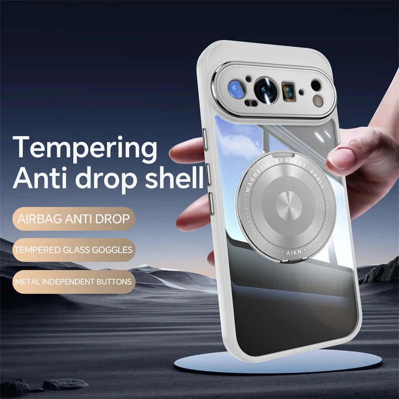 Coque Google Pixel 10 Pro XL Magnétique - Compatible MagSafe - Support Rotatif - Transparente - 10