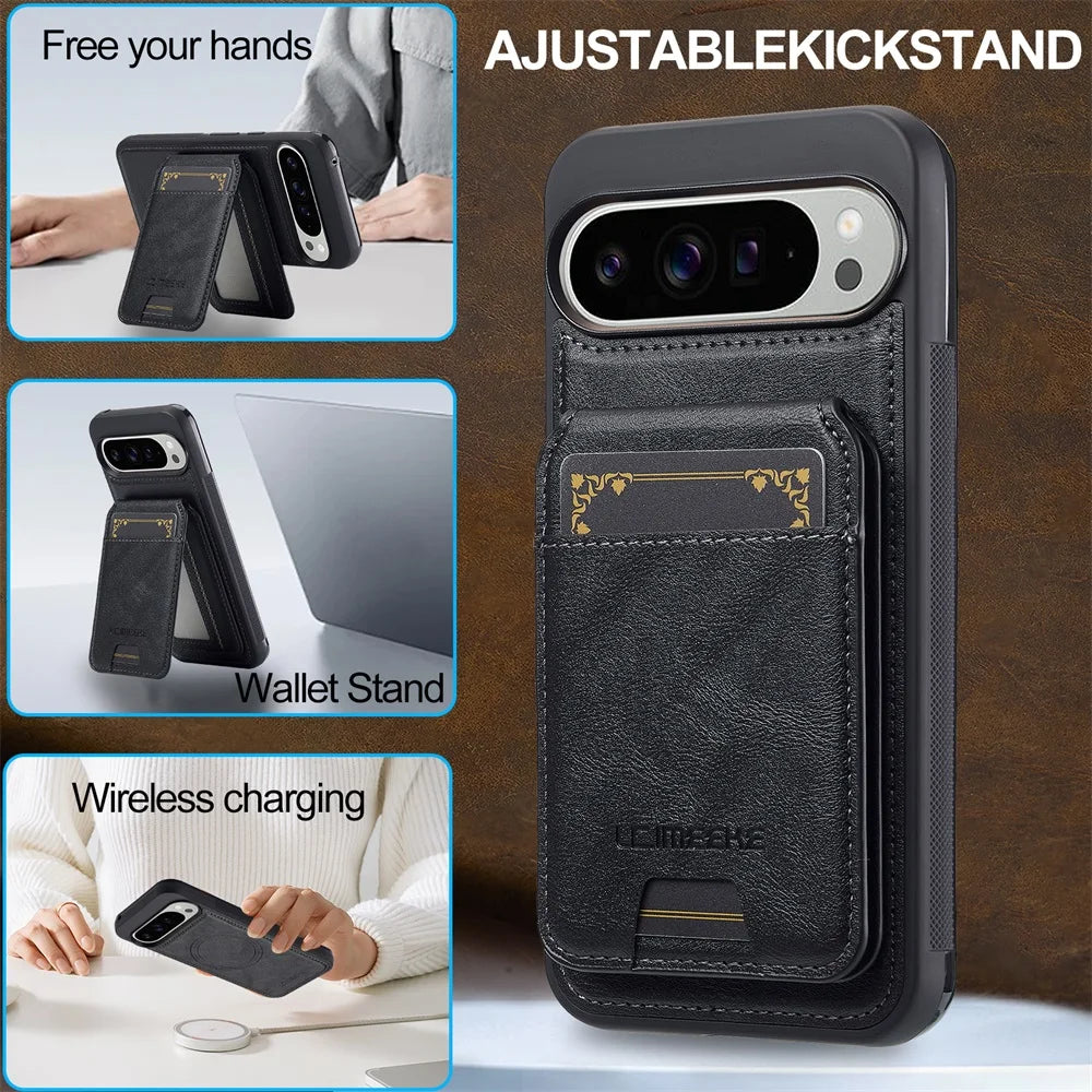 Magnetic Leather Case with Wallet For Pixel Series