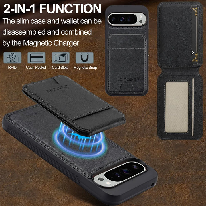 Magnetic Leather Case with Wallet For Pixel Series