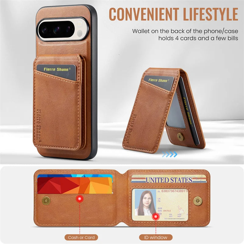 Magnetic Wallet Case with Stand For Pixel