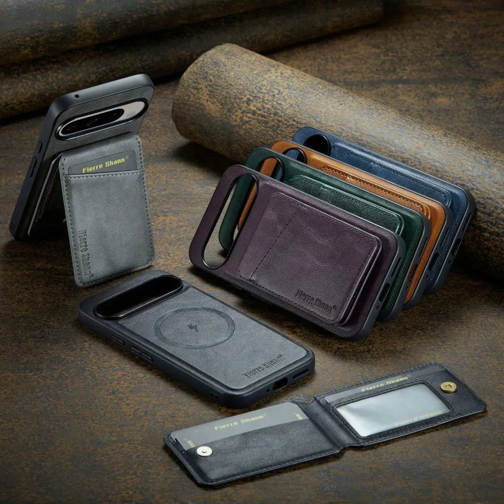 Detachable Leather Wallet Case For Pixel Series