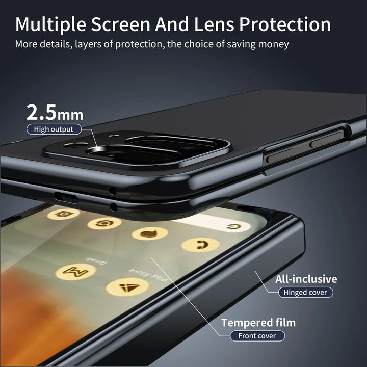 Magnetic Hinge Protection Case with Tempered Glass
