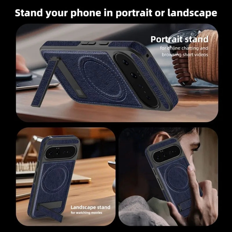 Magnetic Leather Kickstand Case For Pixel Series