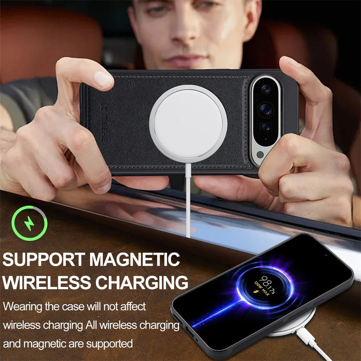 Magnetic Leather Case with Wallet For Pixel Series