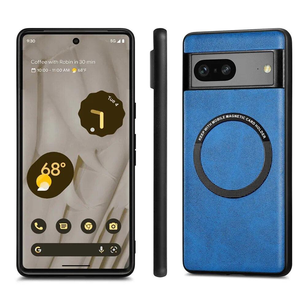 Google Pixel 7 Magnetic Leather Case Support Wireless Charging Black